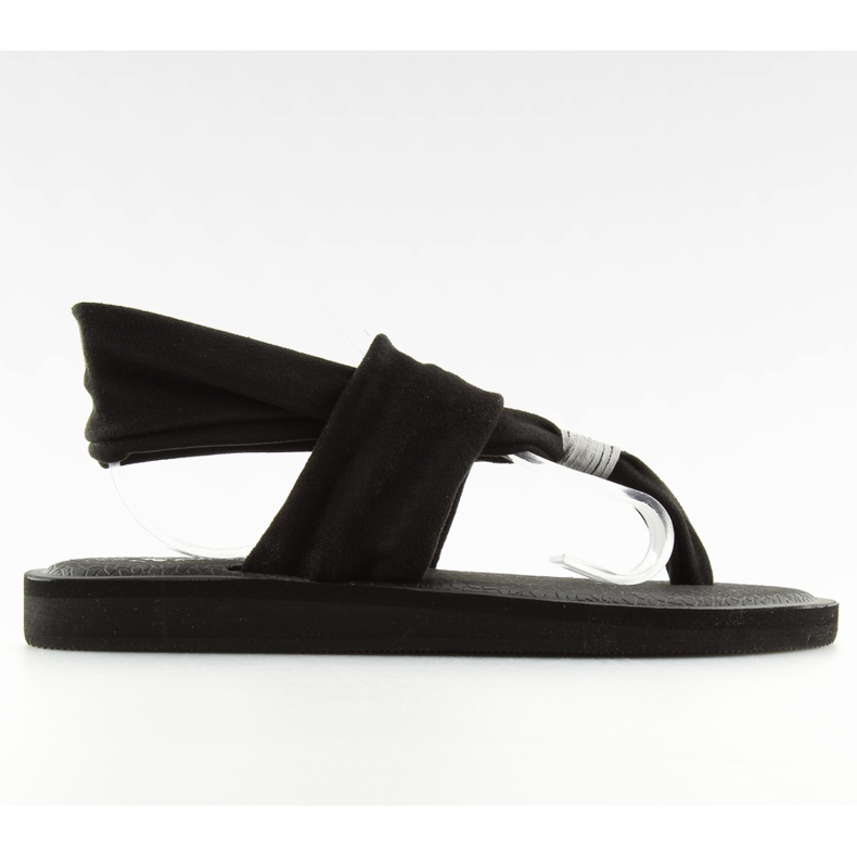 Schwarze Flip-Flops aus schwarzer Baumwolle