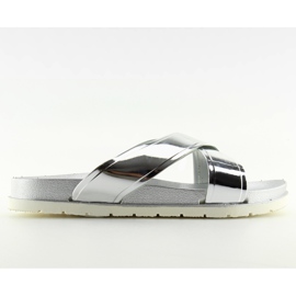 Silberne Pantoffeln in Spiegeloptik CK46P silber grau