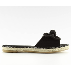 Schwarz 8758 schwarze Hausschuhe mit Schleife