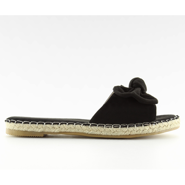 Schwarz 8758 schwarze Hausschuhe mit Schleife