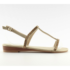 Sandalen mit goldenen Zirkonias 86-C010 Gold