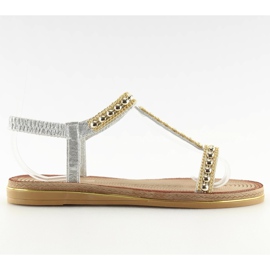 Silberne Damensandalen S37-san Silber grau