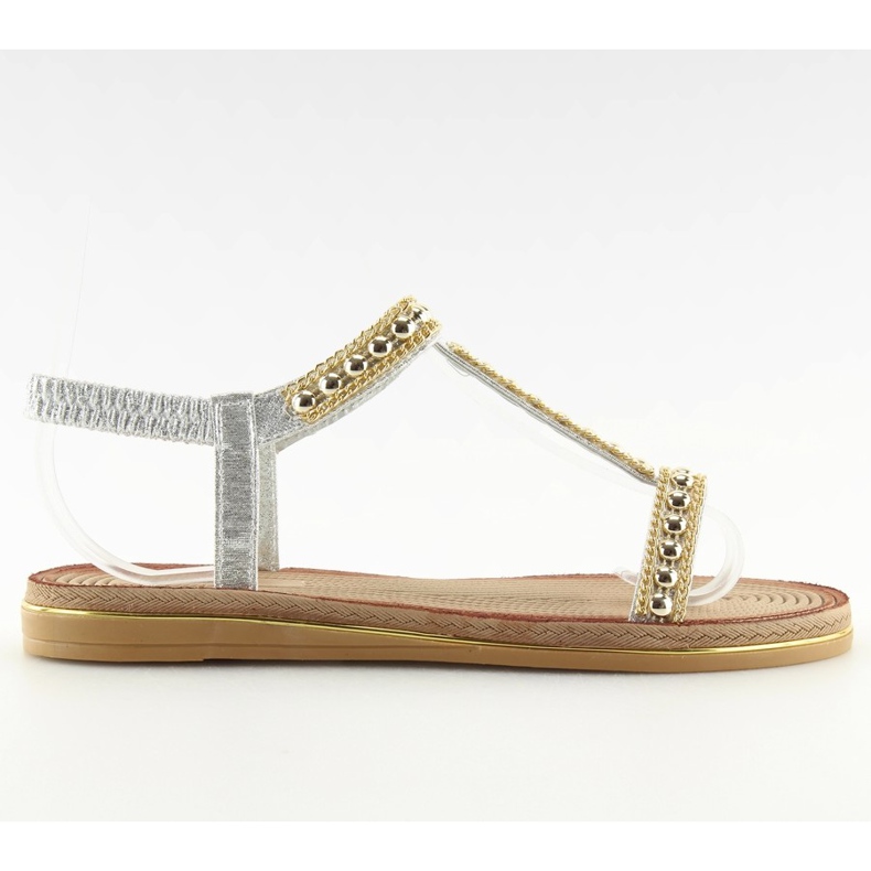 Silberne Damensandalen S37-san Silber grau