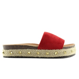 Rot LS51 Rote Espadrilles-Pantoffeln