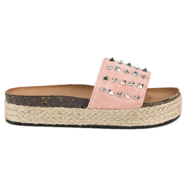 L. Lux. Shoes Espadrilles-Flip-Flops mit Nieten rosa