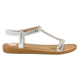 Queen Vivi Silberne Sandalen mit Gummiband grau