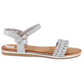 Super Me Flache Sandalen aus Wildleder grau