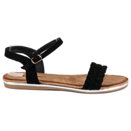 Super Me Flache Sandalen aus Wildleder schwarz