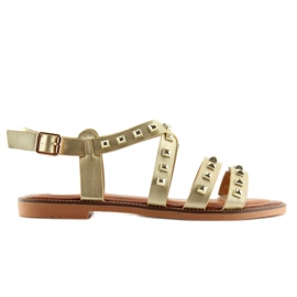 Sandalen mit goldenen Nieten M-520 Gold