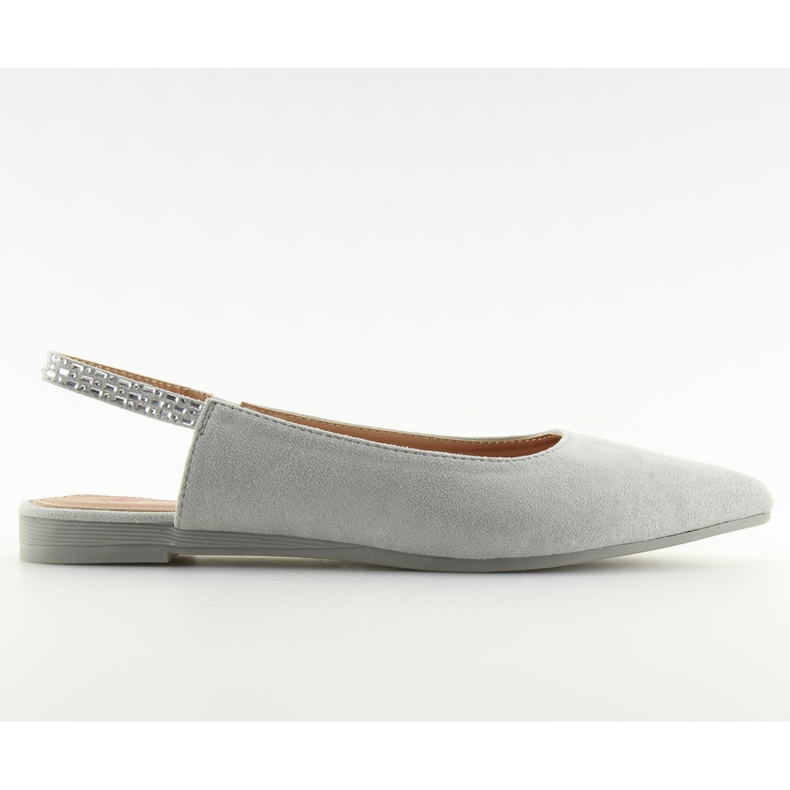 Graue Ballerinas mit offenen Absätzen JL39P silber
