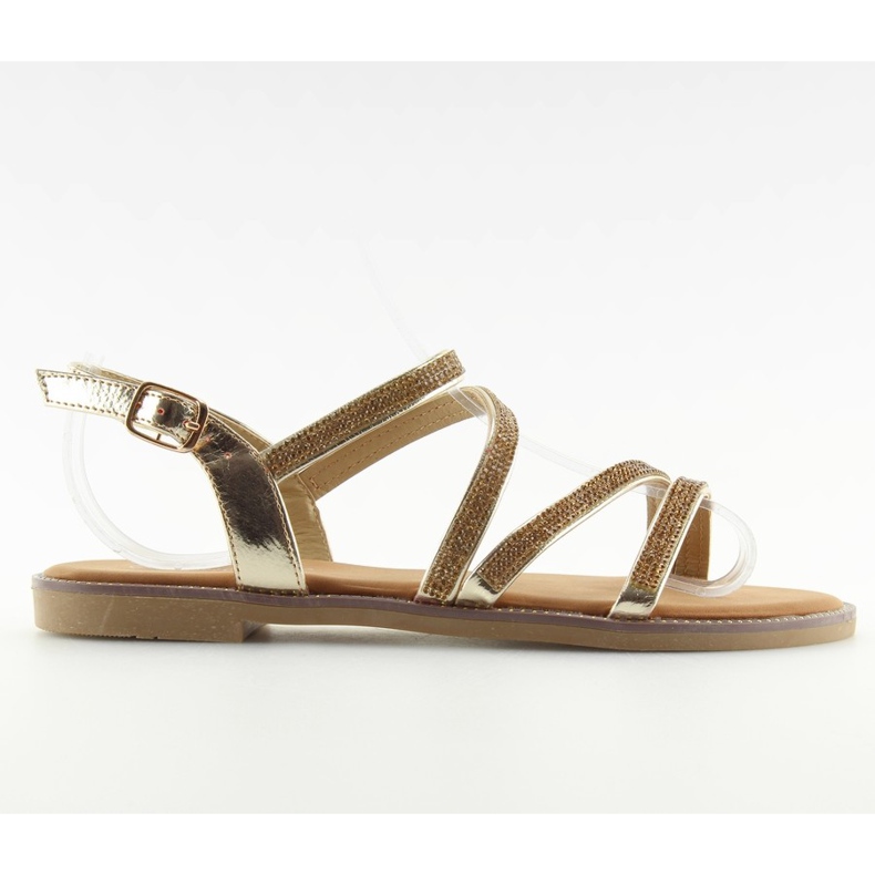 Sandalen mit goldenen Zirkonias K952 Gold