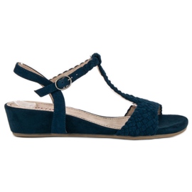 Corina Marineblaue Sandalen auf einem Keil