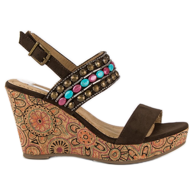 Corina Sandalen auf einem Keilabsatz aus Kork braun