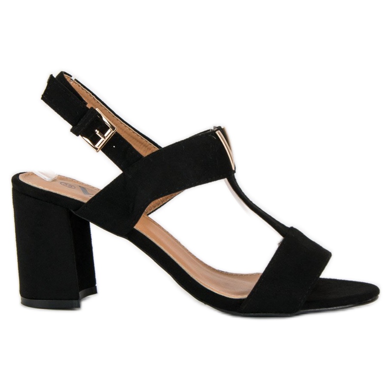 Damensandalen auf einem Pfosten schwarz