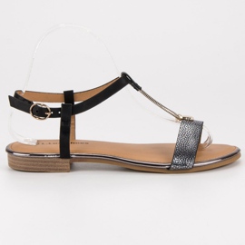 L. Lux. Shoes Schwarze flache Sandalen