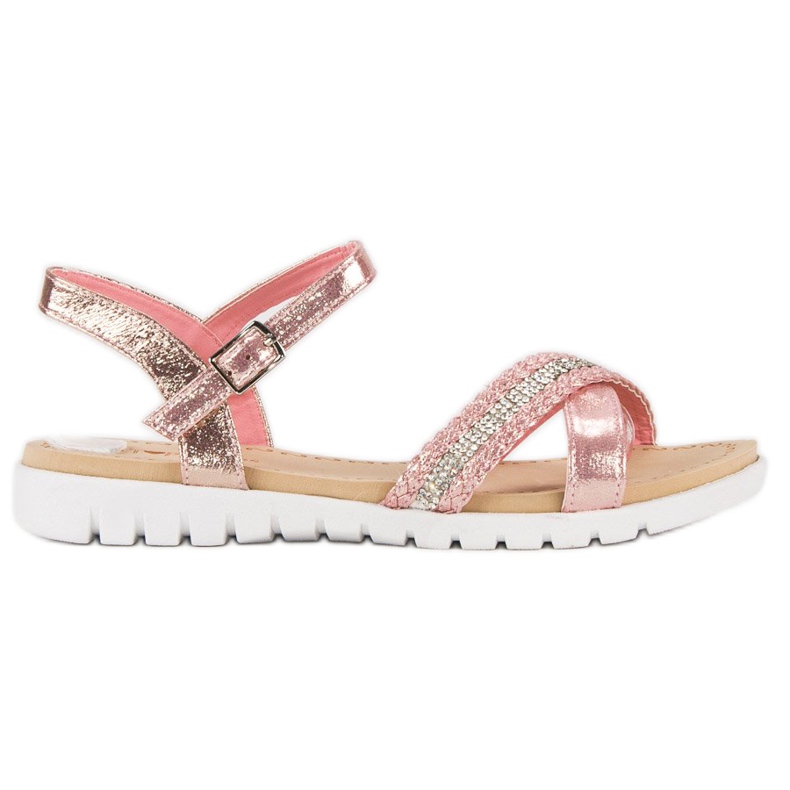 Top Shoes Rosa flache Sandalen