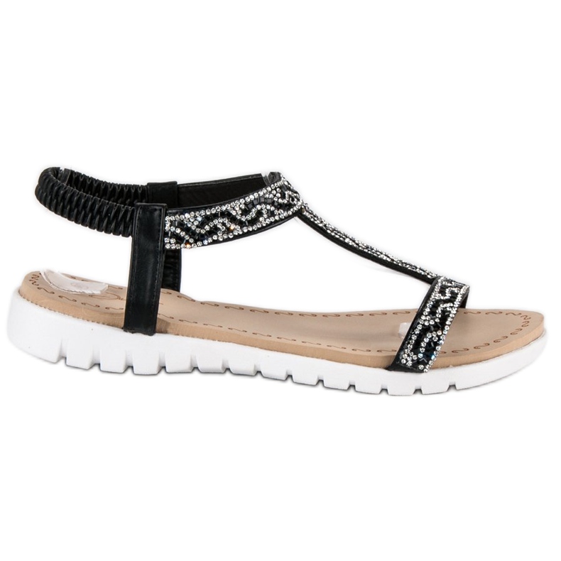 Juliet Bequeme elastische Sandalen schwarz
