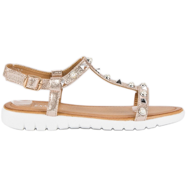 Flache Sandalen mit Strass gelb