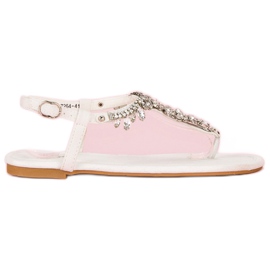 Vices Elegante flache Sandalen Schraubstöcke weiß