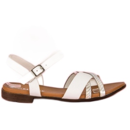 L. Day Weiße flache Sandalen grau