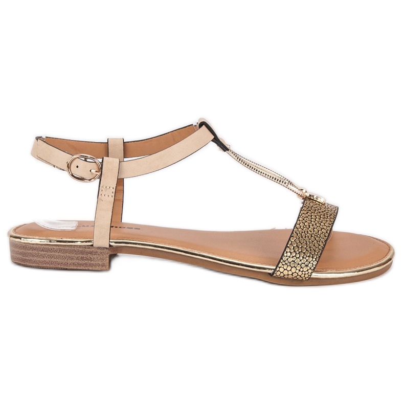 L. Lux. Shoes Beige flache Sandalen braun gelb