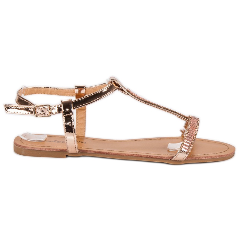 Abloom Lackierte flache Sandalen rosa