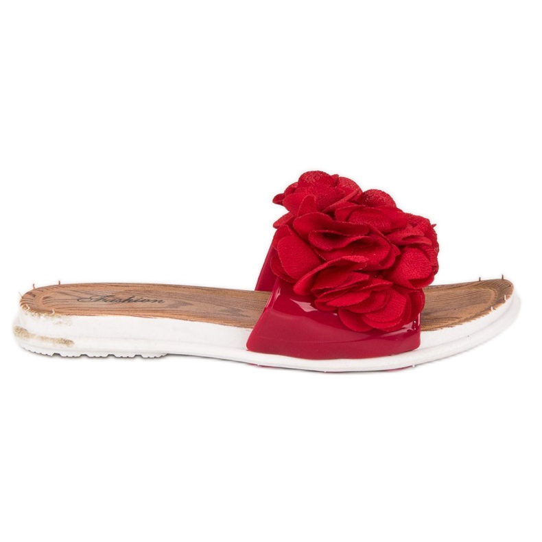 Rote Flip-Flops mit Blumen