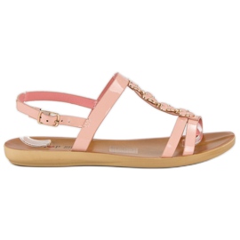 Top Shoes Lackierte Sandalen mit Schnalle rosa