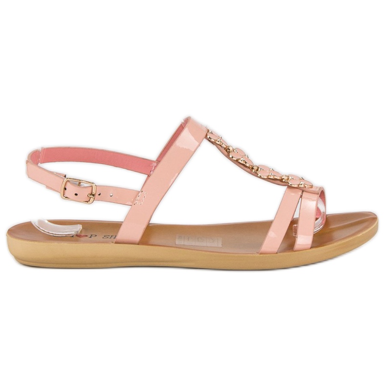 Top Shoes Lackierte Sandalen mit Schnalle rosa