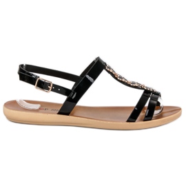 Top Shoes Lackierte Sandalen mit Schnalle schwarz