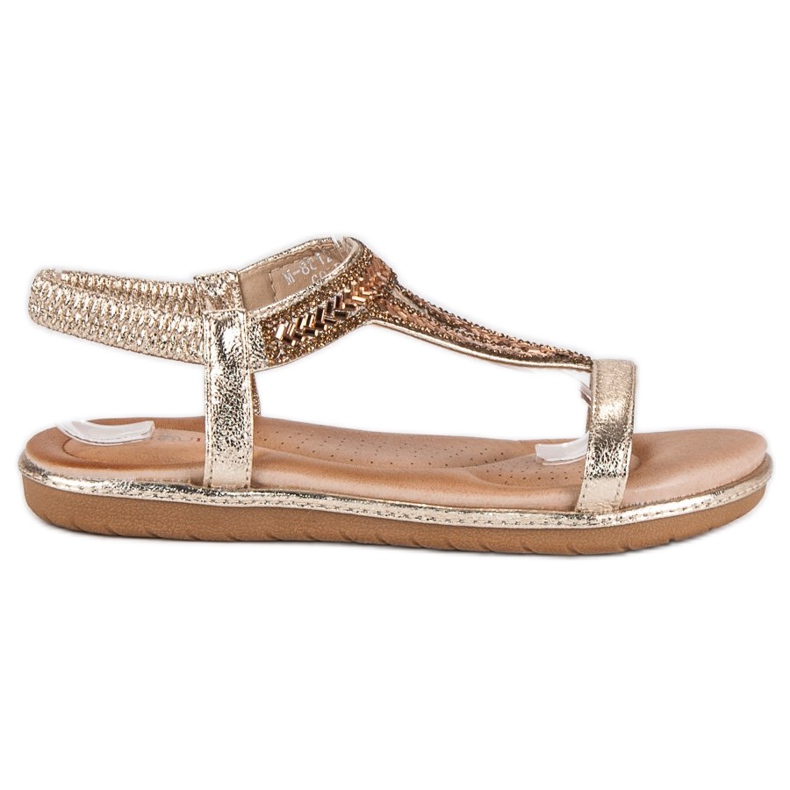 Marquiz Goldene flache Sandalen mit Gummiband