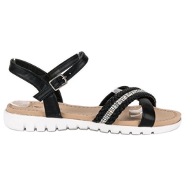 Top Shoes Schwarze flache Sandalen