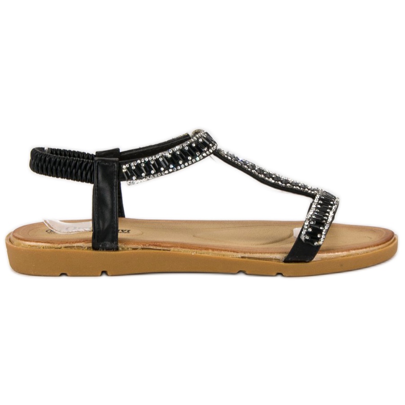Queen Vivi Schwarze Sandalen mit Gummiband