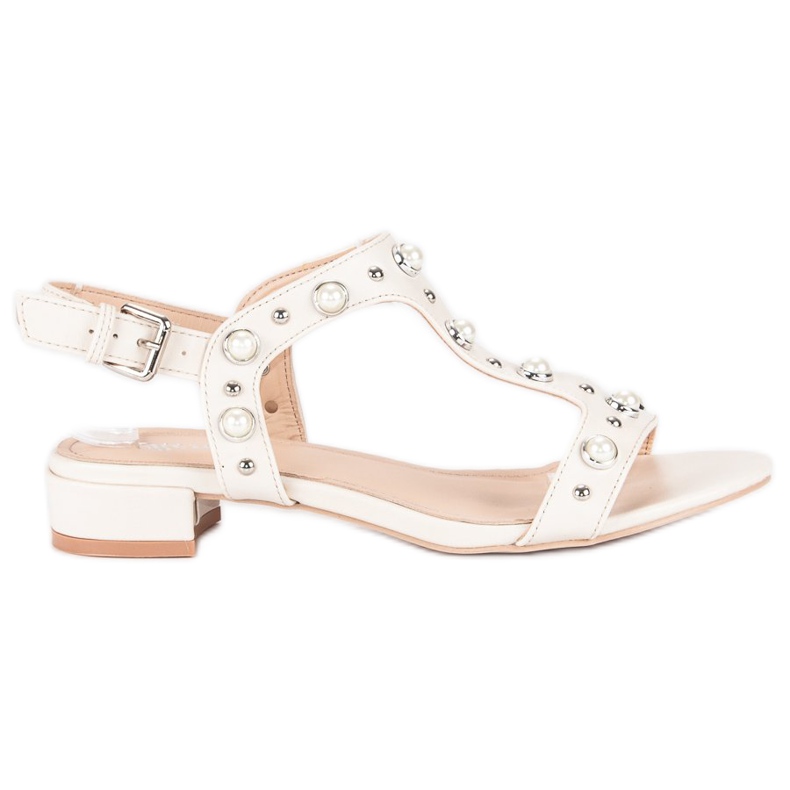 Renda Hochhackige Sandalen mit Perlen braun