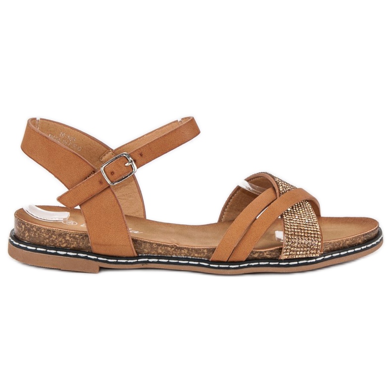 Renda Flache Sandalen mit Schnalle braun