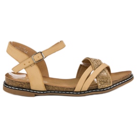 Renda Flache Sandalen mit Schnalle braun