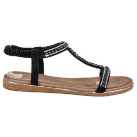 Juliet Schwarze flache Sandalen