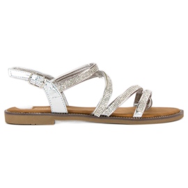Sweet Shoes Silberne Damensandalen grau