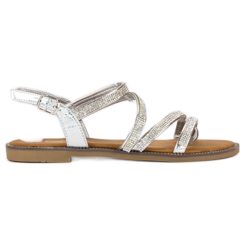 Sweet Shoes Silberne Damensandalen grau