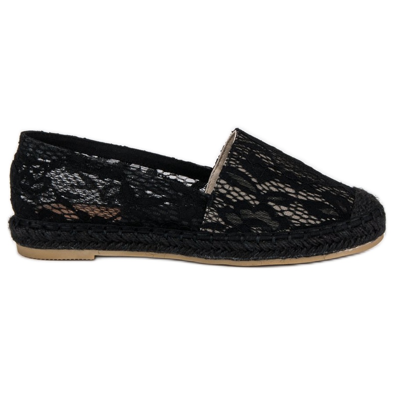 Seastar Schwarze Espadrilles aus Spitze