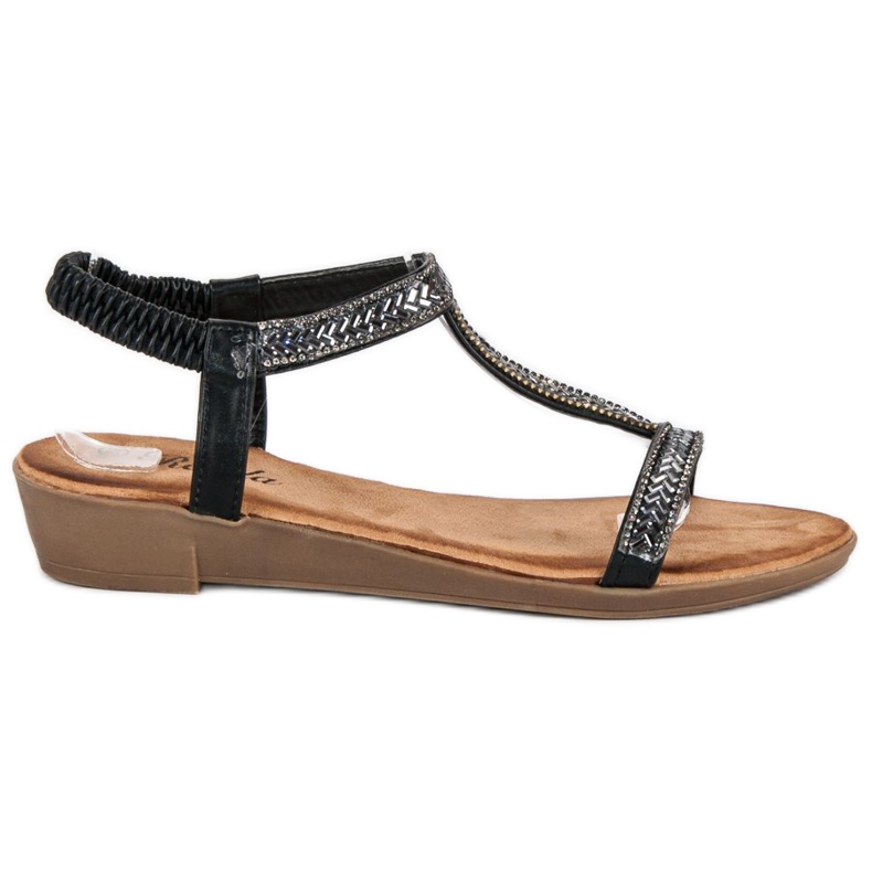 Renda Schwarze Sandalen mit Gummiband