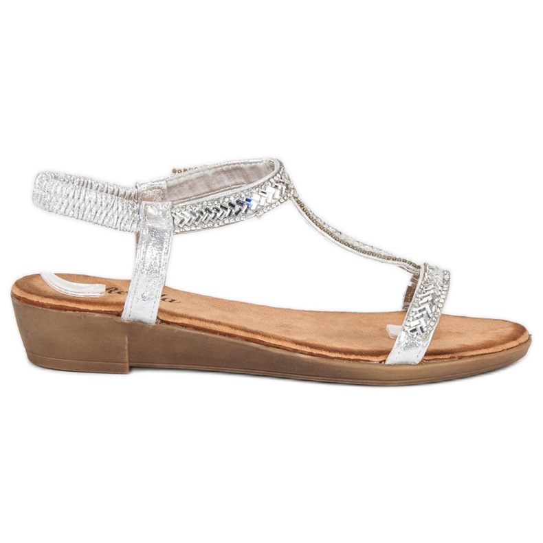 Renda Silberne Sandalen mit Gummiband grau