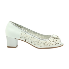 M.Daszyński Daszyński Leder-Innensohlensandalen weiß braun grau