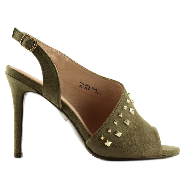 Asymmetrische grüne High Heels GH-268 Olive Sandalen
