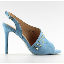 Sandalen mit hohem Absatz asymmetrisch blau GH-268 Blau