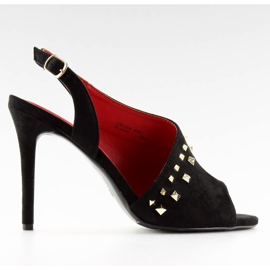 Asymmetrische schwarze Sandalen GH-268 Schwarz