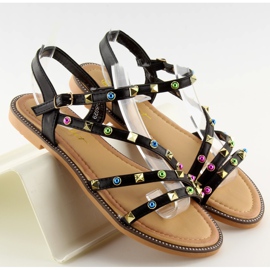Schwarze Sandalen mit Nieten LS-6029 schwarz