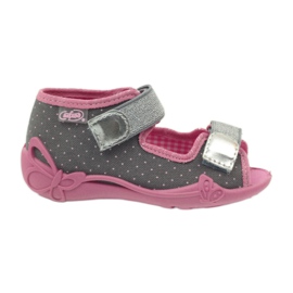 Sandalen Hausschuhe mit Tupfen Befado 242p082 grau rosa