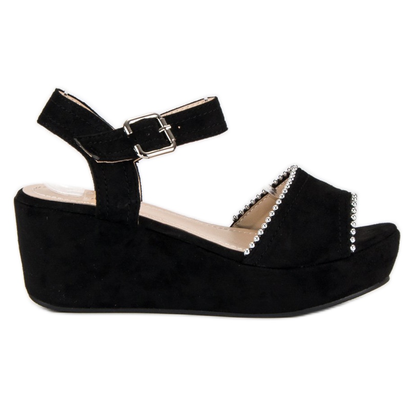 Super Mode Wildlederkeile schwarz