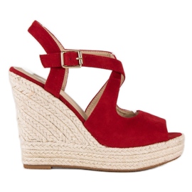 Espadrilles mit Keilabsatz rot
